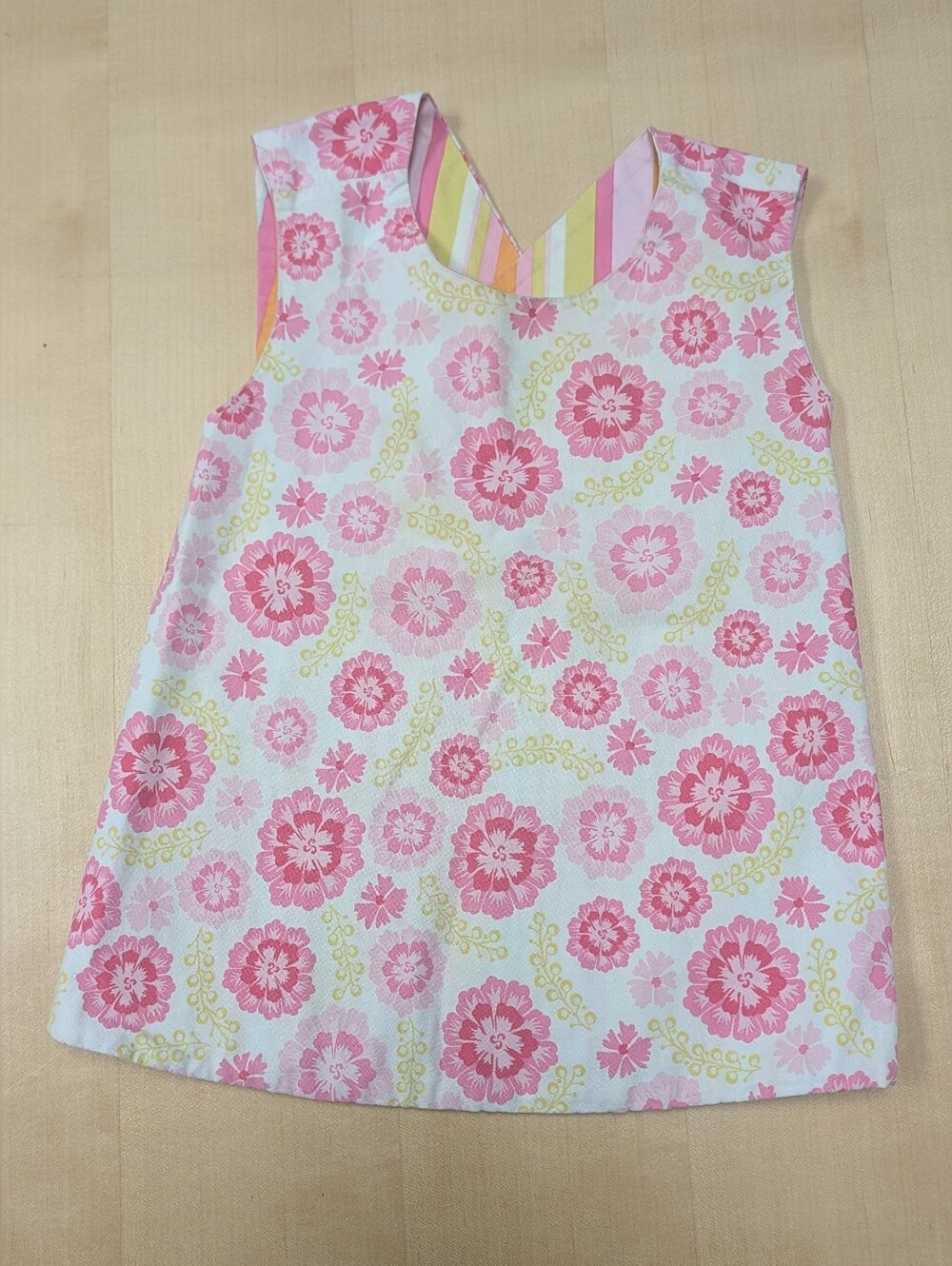 Girls Pink Floral Handmade Double Sided Tank Top